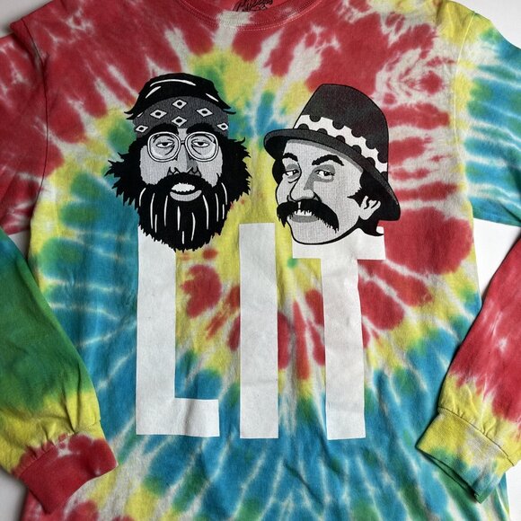 Cheech And Chong Men’s Officially Licensed Lit Tie Dye Long Sleeve T-Shirt SMALL - Picture 7 of 15